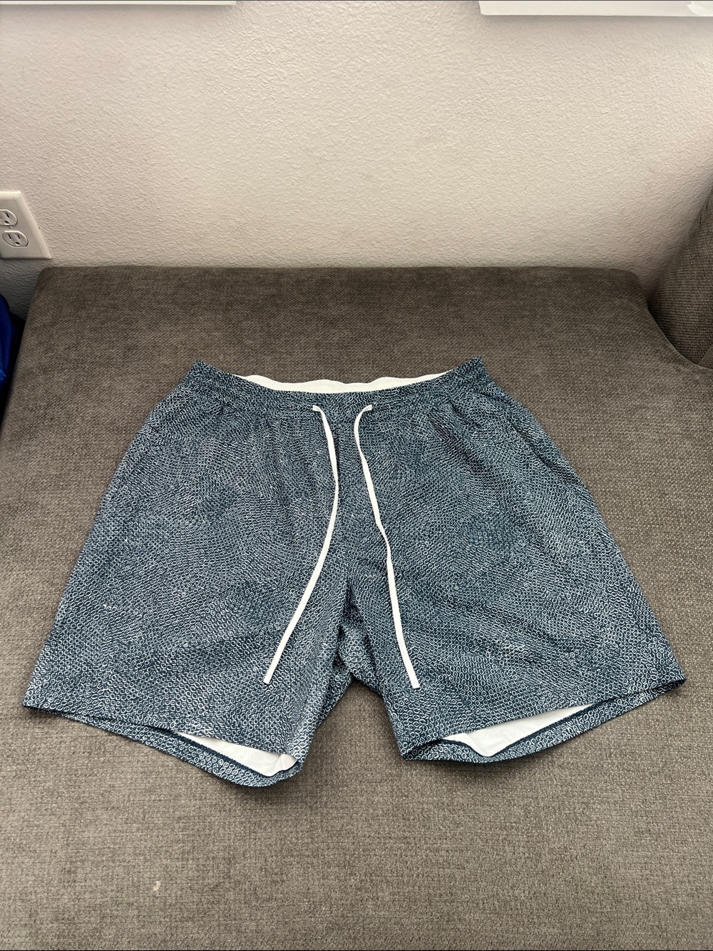 lululemon athletica Blue Microprint Drawstring Swim Shorts